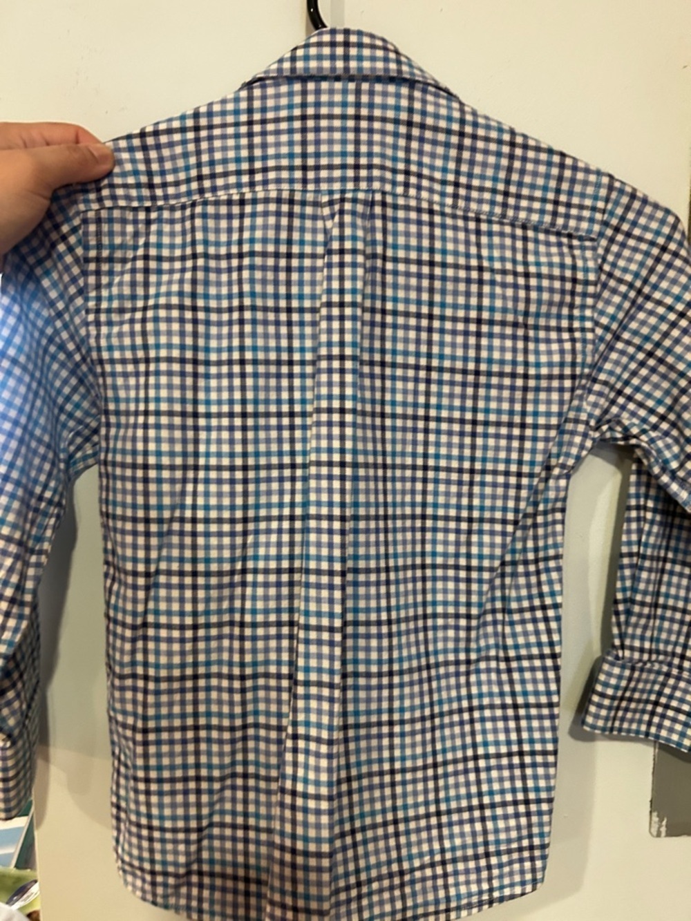 Oscar de la Renta Blue and White Check Button-Down Shirt - Picture 4 of 4